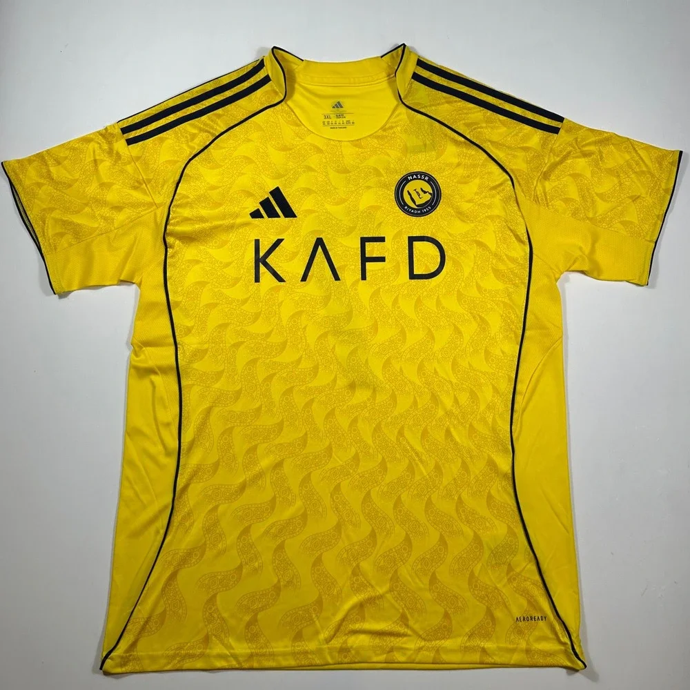 Al Nassr Ronaldo 7 Jersey Mens 3XL Adidas Slim Fit Home Kit Yellow NEW